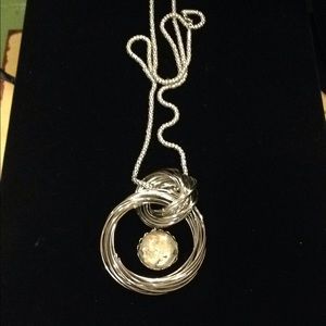 Oversized silver circle necklace